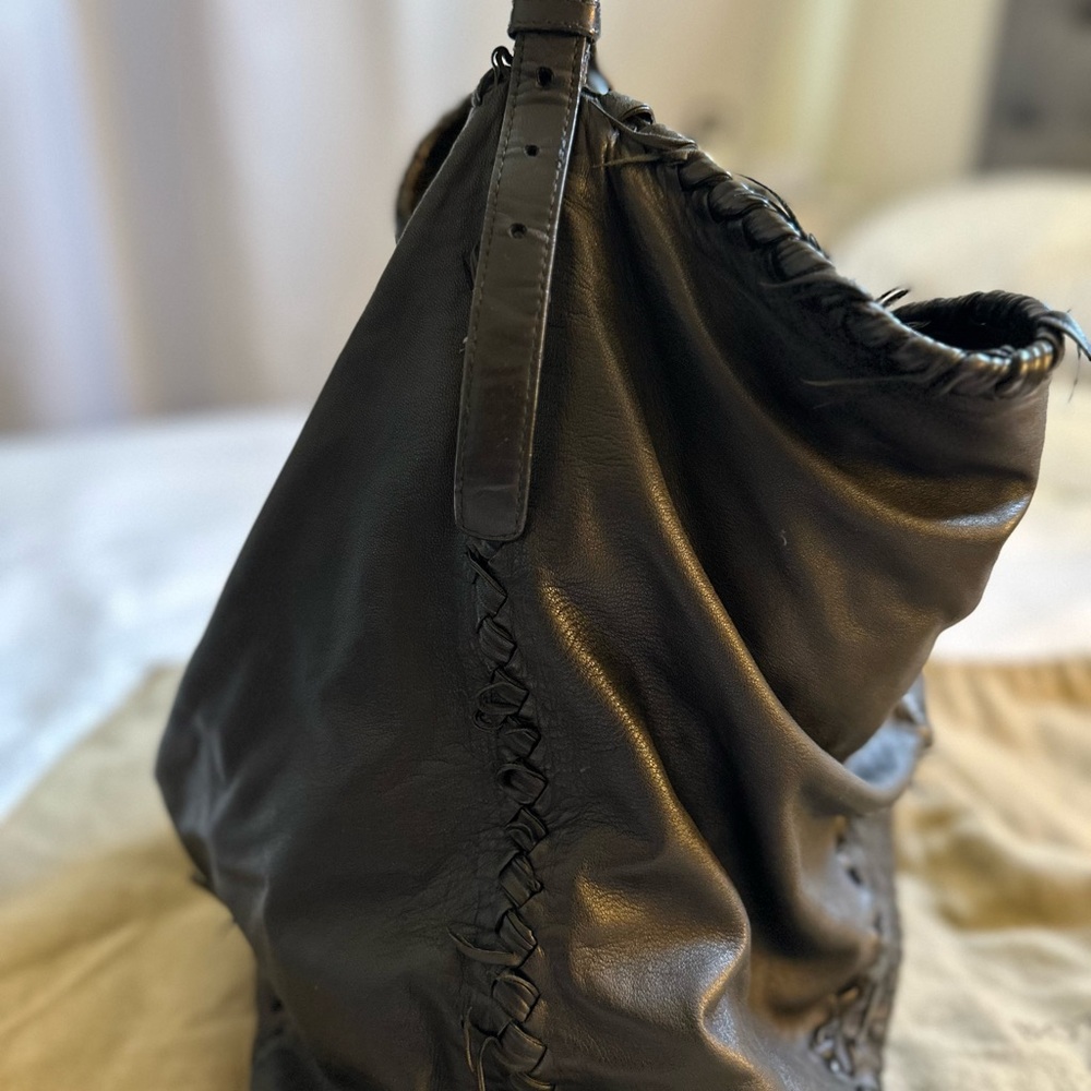 Bottega Veneta Vintage Black Leather Fringe Tote Bag